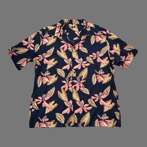 UNIQLO Open Collar SS Shirt Navy Multicolor Mens Large